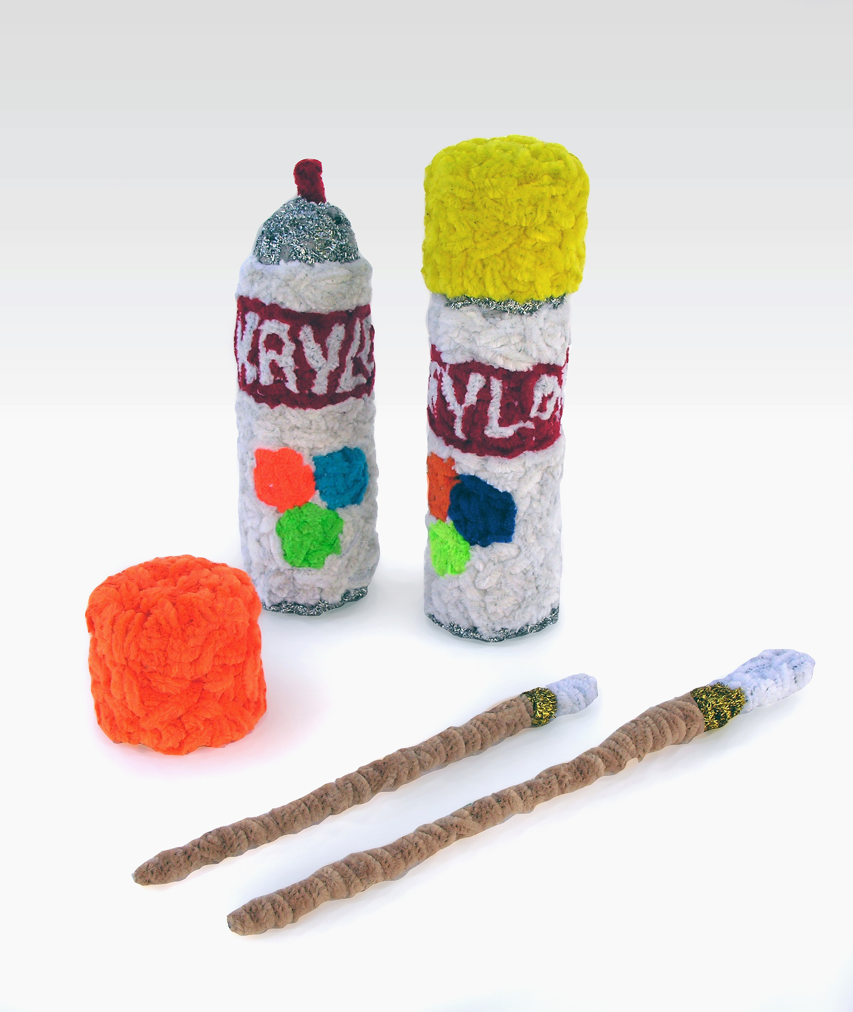 Common objects crafted from pipe cleaners by Don Porcella for the artist's exhibition 