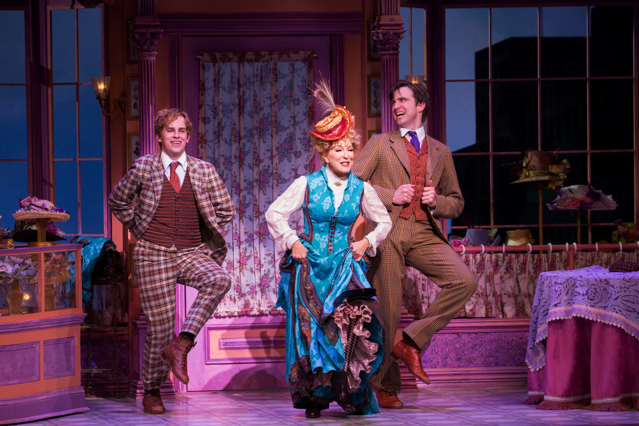 Bette Midler flanked by Taylor Trensch, left, and Gavin Creel in "Hello, Dolly!"
