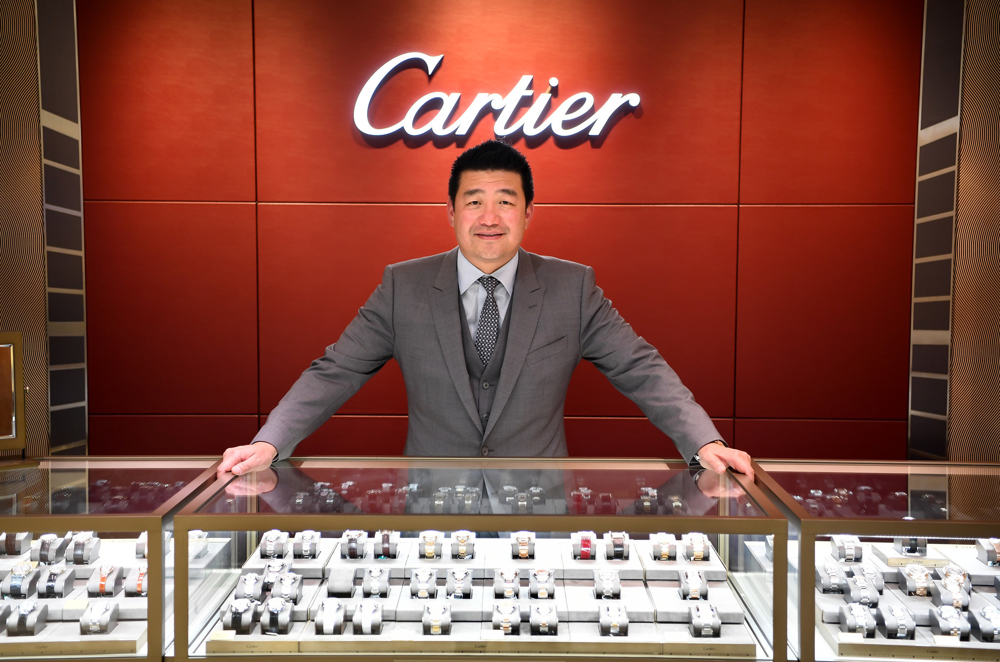 Timepiece and jewelry entrepreneur David Lee is seen at his store in Walnut.