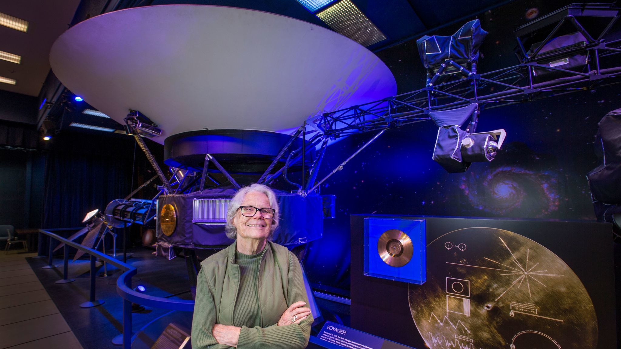 Finley, 80, shown next to a model of the Voyager 1 space probe. She worked on Voyager in the 1970s.