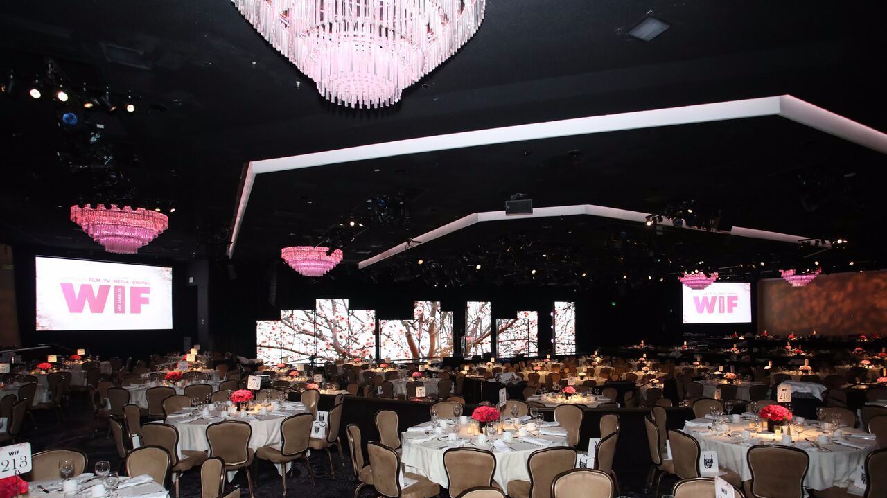 A look at the ballroom at the Beverly Hilton, where the Women in Film Crystal + Lucy Awards was held on June 13.