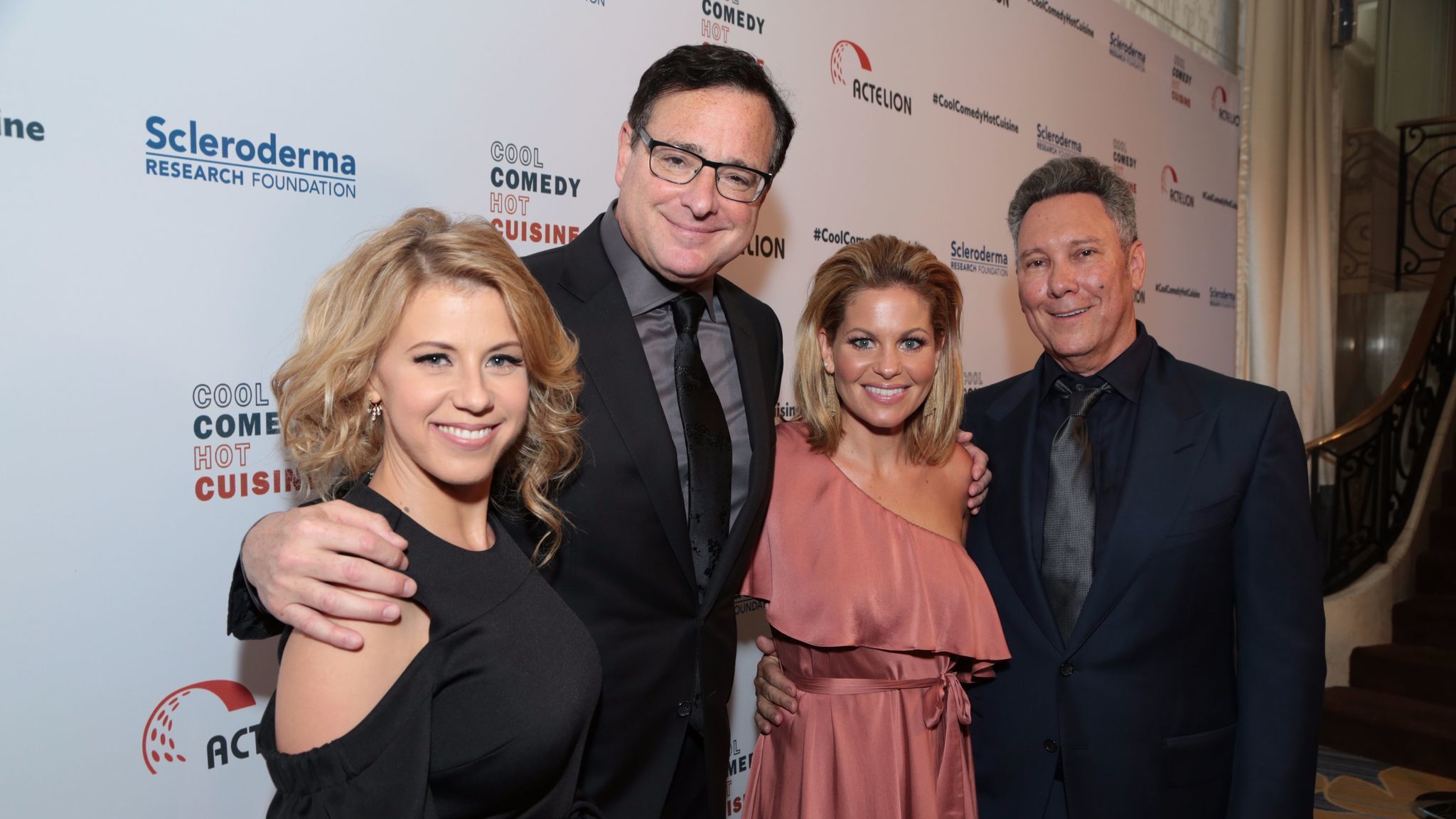 Jodie Sweetin, left, Bob Saget, Candace Cameron Bure and Jeff Franklin.