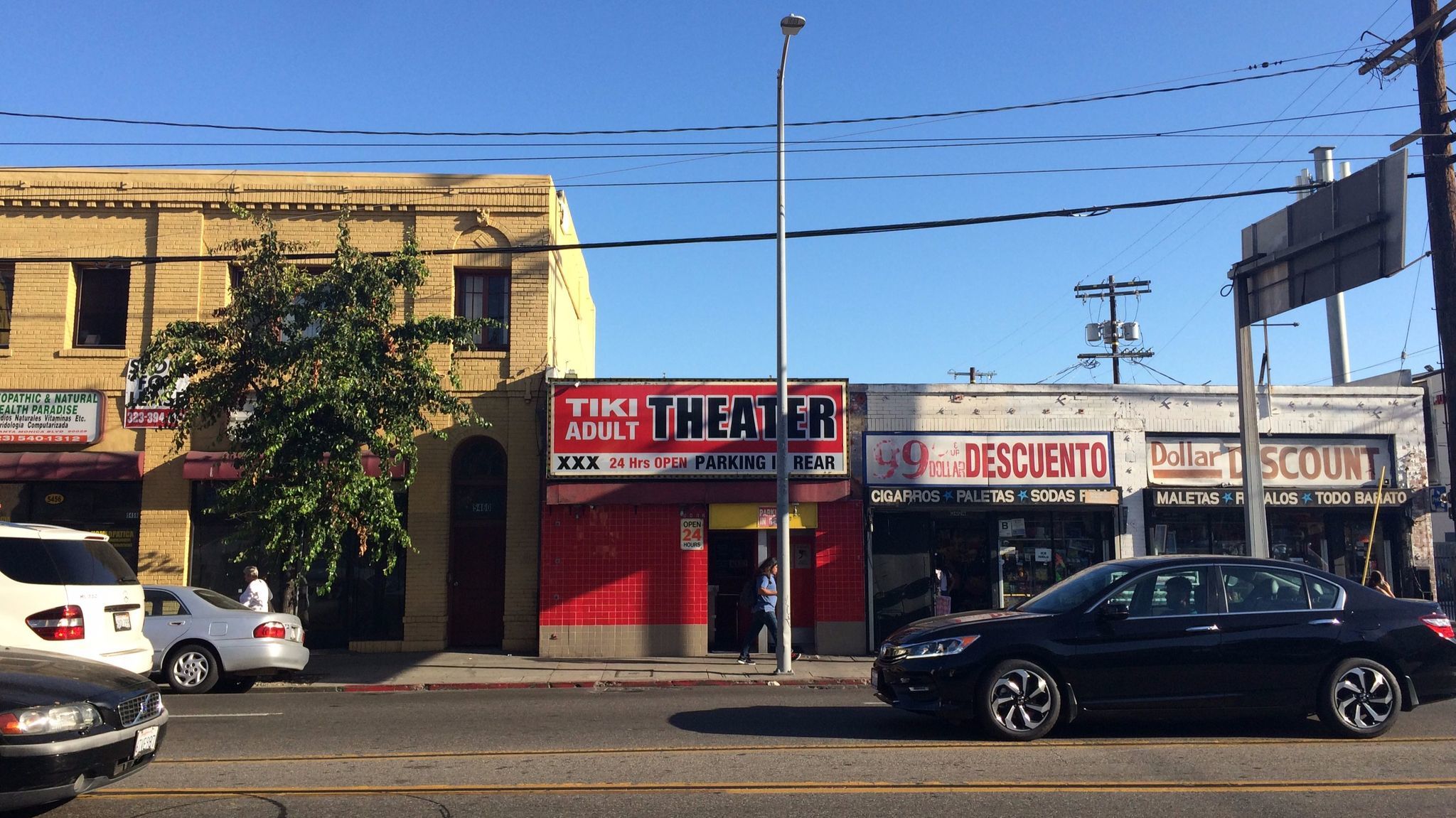 A view of the Tiki theater in Hollywood, one of two surviving adult theaters in Los Angeles.