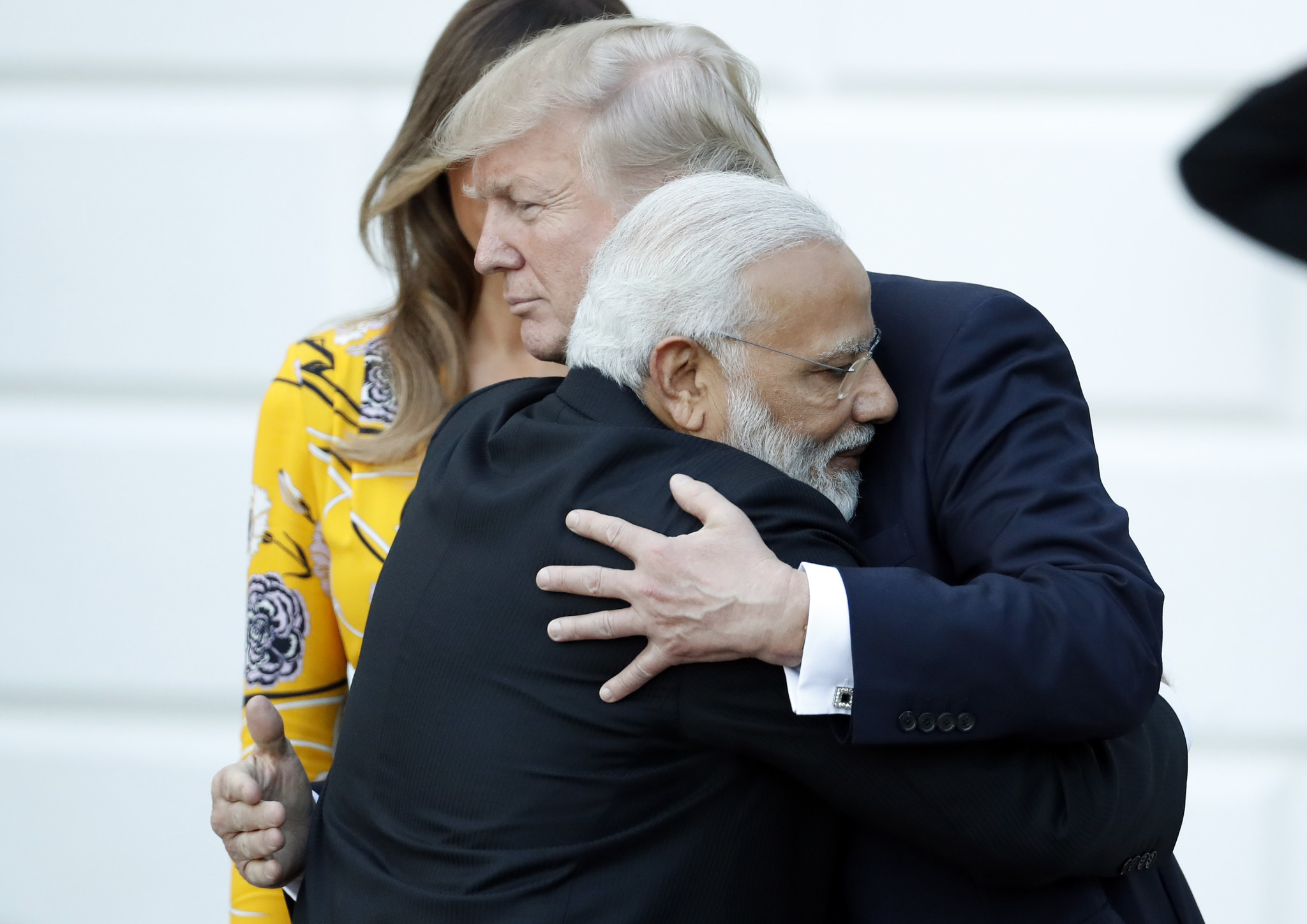 India Prime Minister Modi meets Trump with his usual 