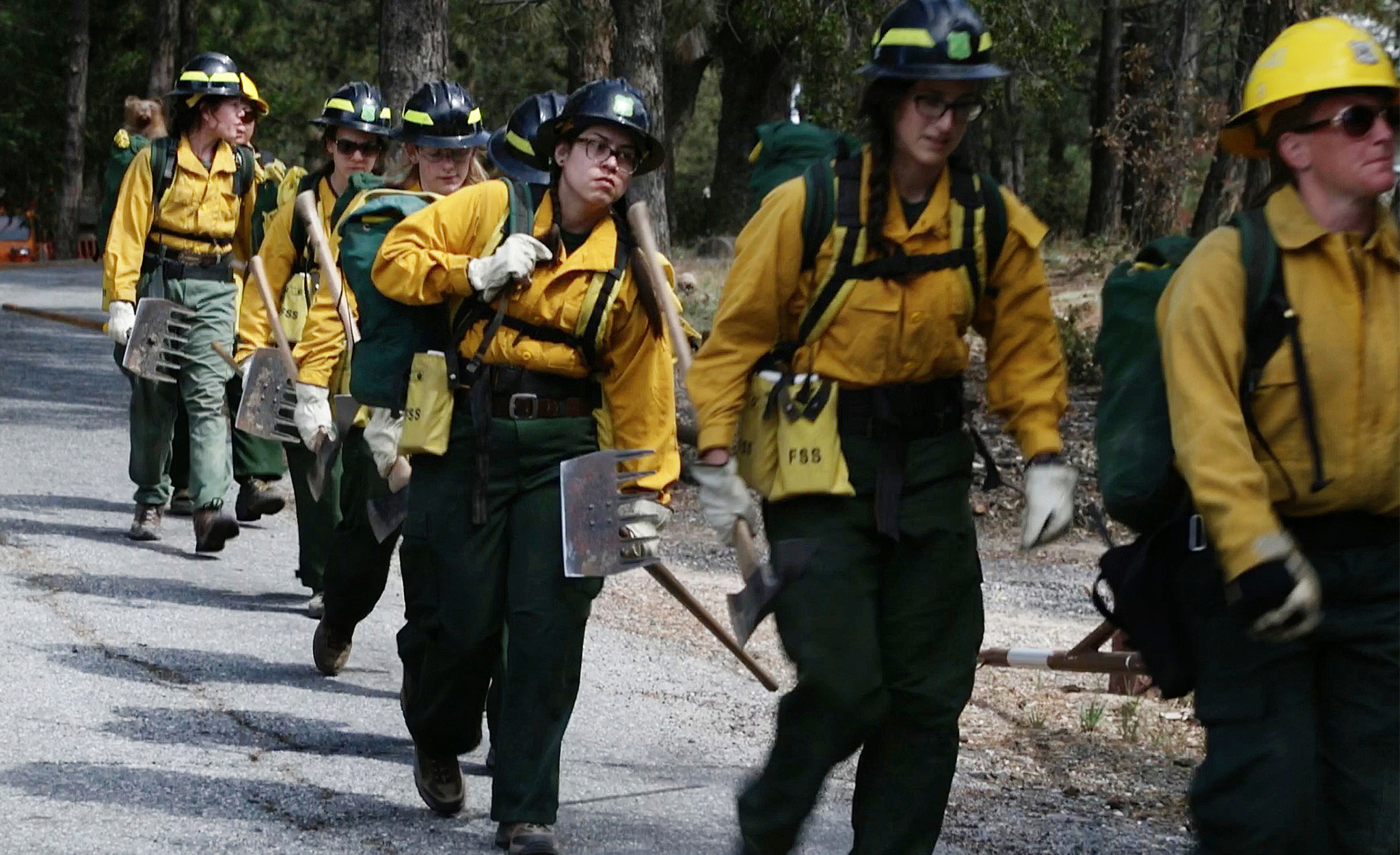 Trainees line up for their final test. The Forest Service’s program offers women a chance to launch new firefighting careers.