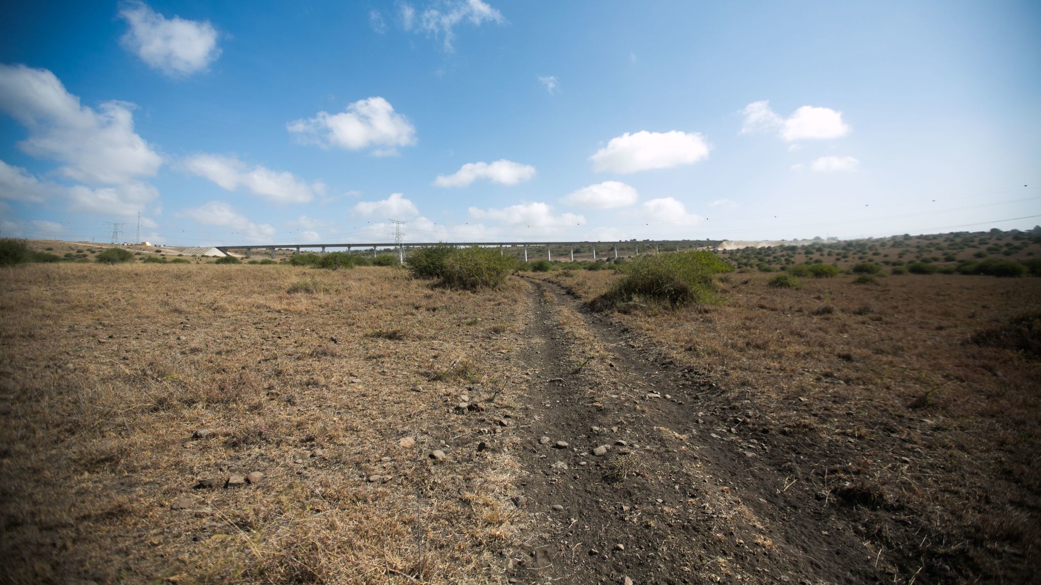 The Chinese-funded railway in Kenya from Nairobi to Mombasa cuts through part of the Nairobi National Park.