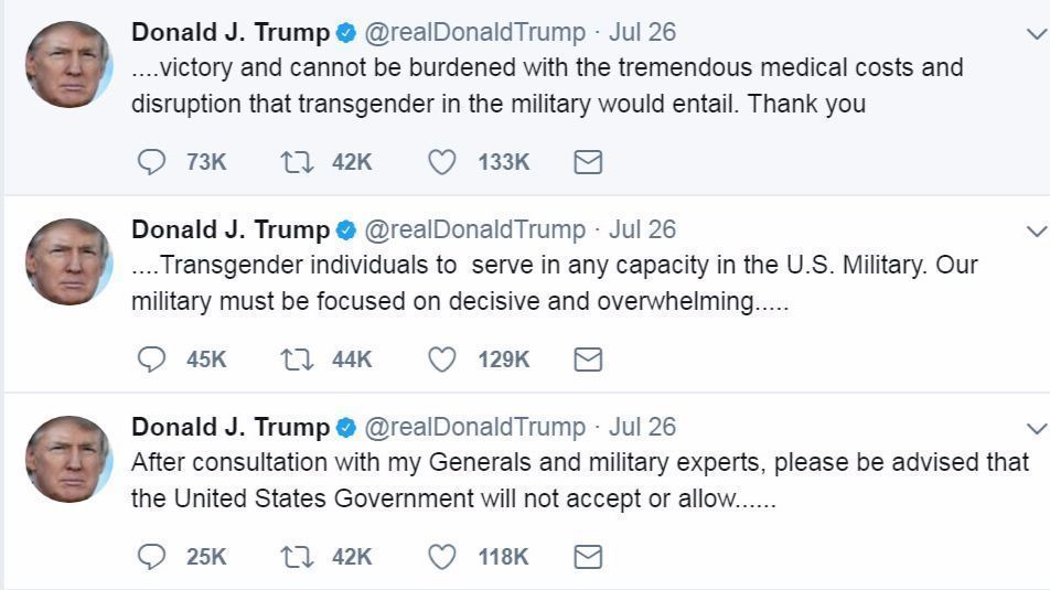 Image result for Our military must be focused on decisive and overwhelming â¦ victory and cannot be burdened with the tremendous medical costs and disruption that transgender in the military would entail.