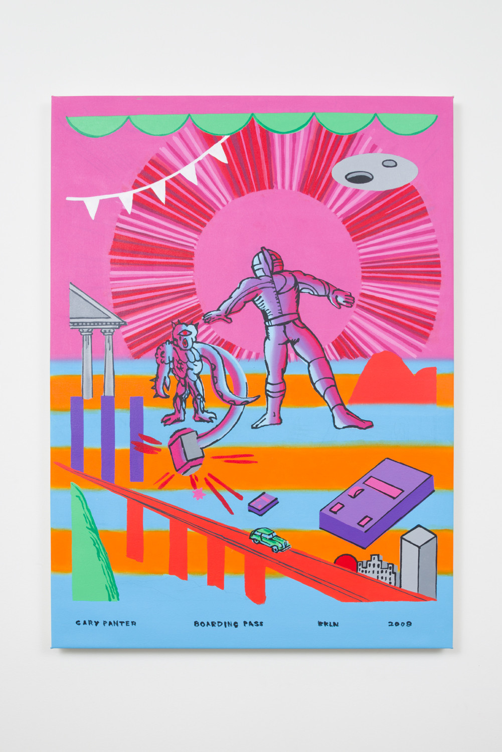 Gary Panter's “Boarding Pass,” 2008, acrylic on canvas, 48.5 inches by 35.5 inches