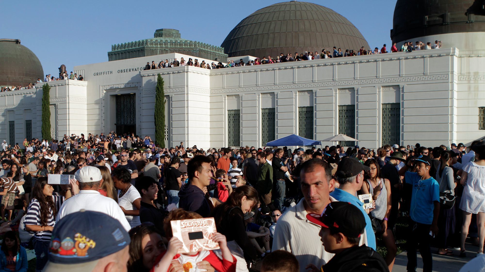A partial solar eclipse in 2012 drew an enthusiastic crowd to the Griffith observatory.