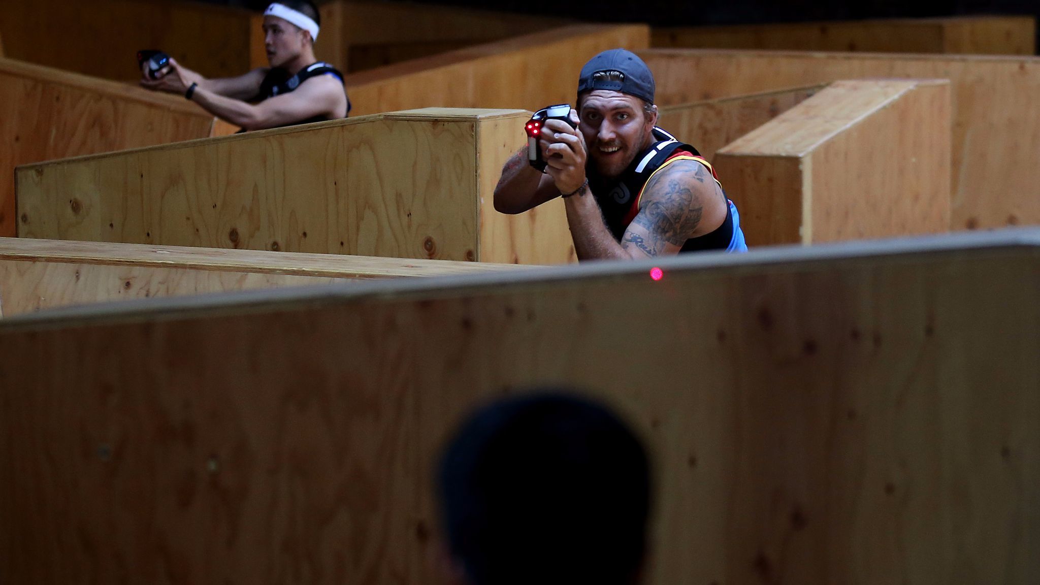 A round of laser tag at the LazRfit gym in downtown Los Angeles.