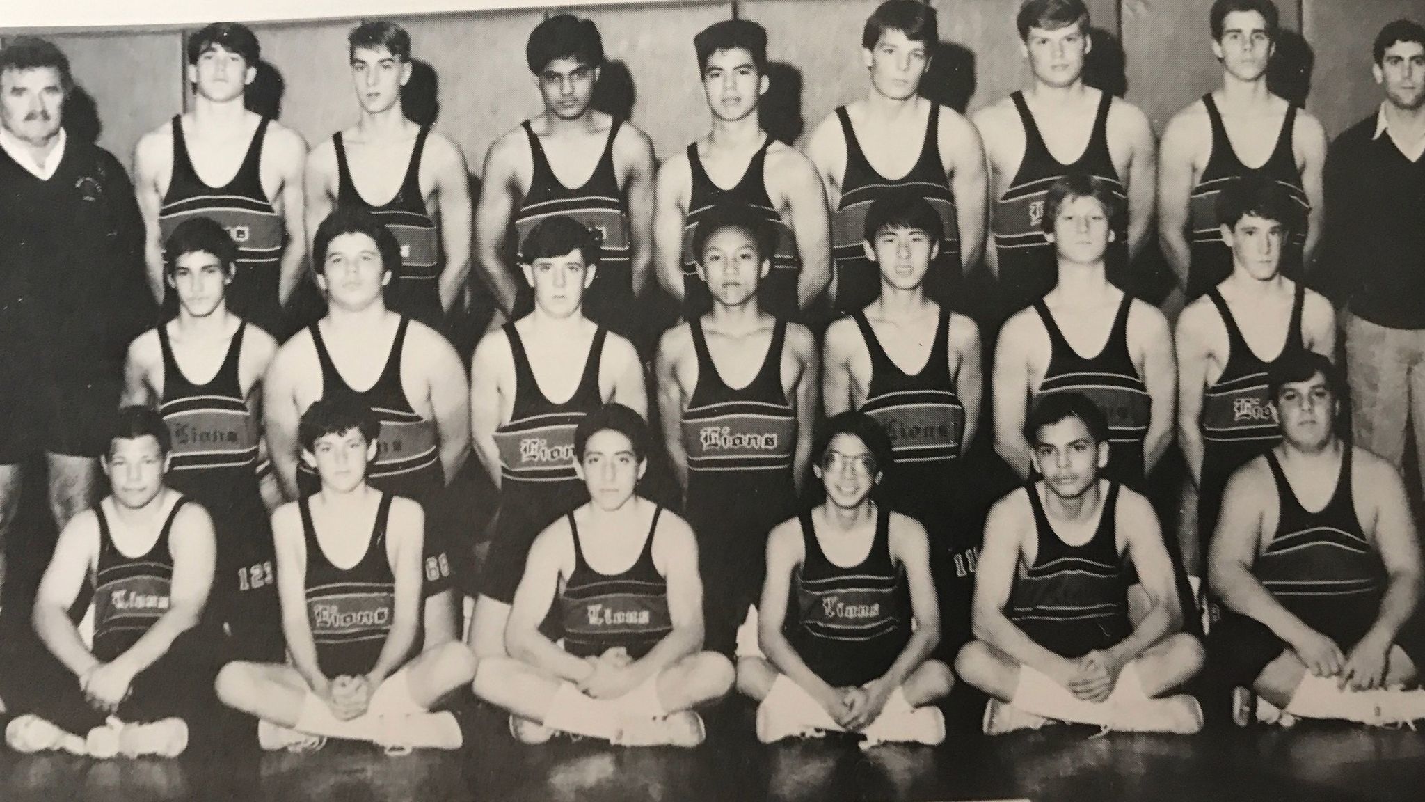 A team photo in the 1987 Westminster High School yearbook with Timothy Vu, center.