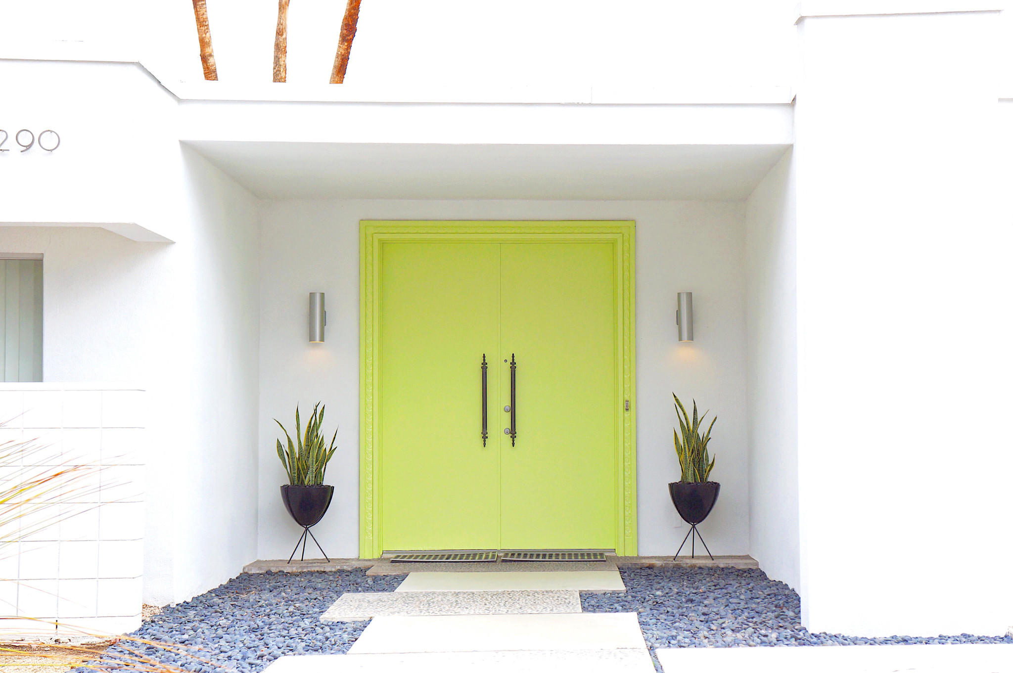 Dunn-Edwards Paints -- custom color: Alhambra Lime MWDT04 created for the Modernism Week Door Tour. Available by request.