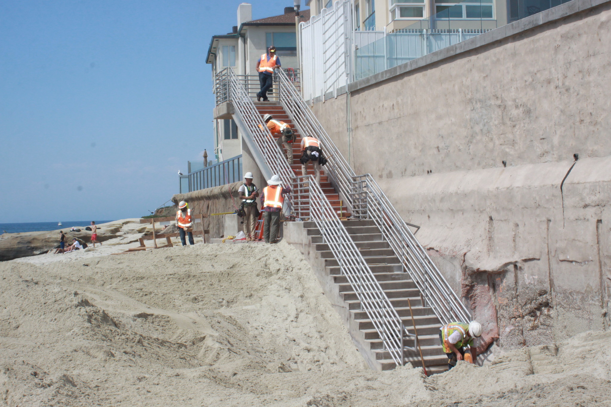 Crews work on the Coast Boulevard stairs to ensure they are open by Labor Day. Photo taken Friday, Sept. 1.