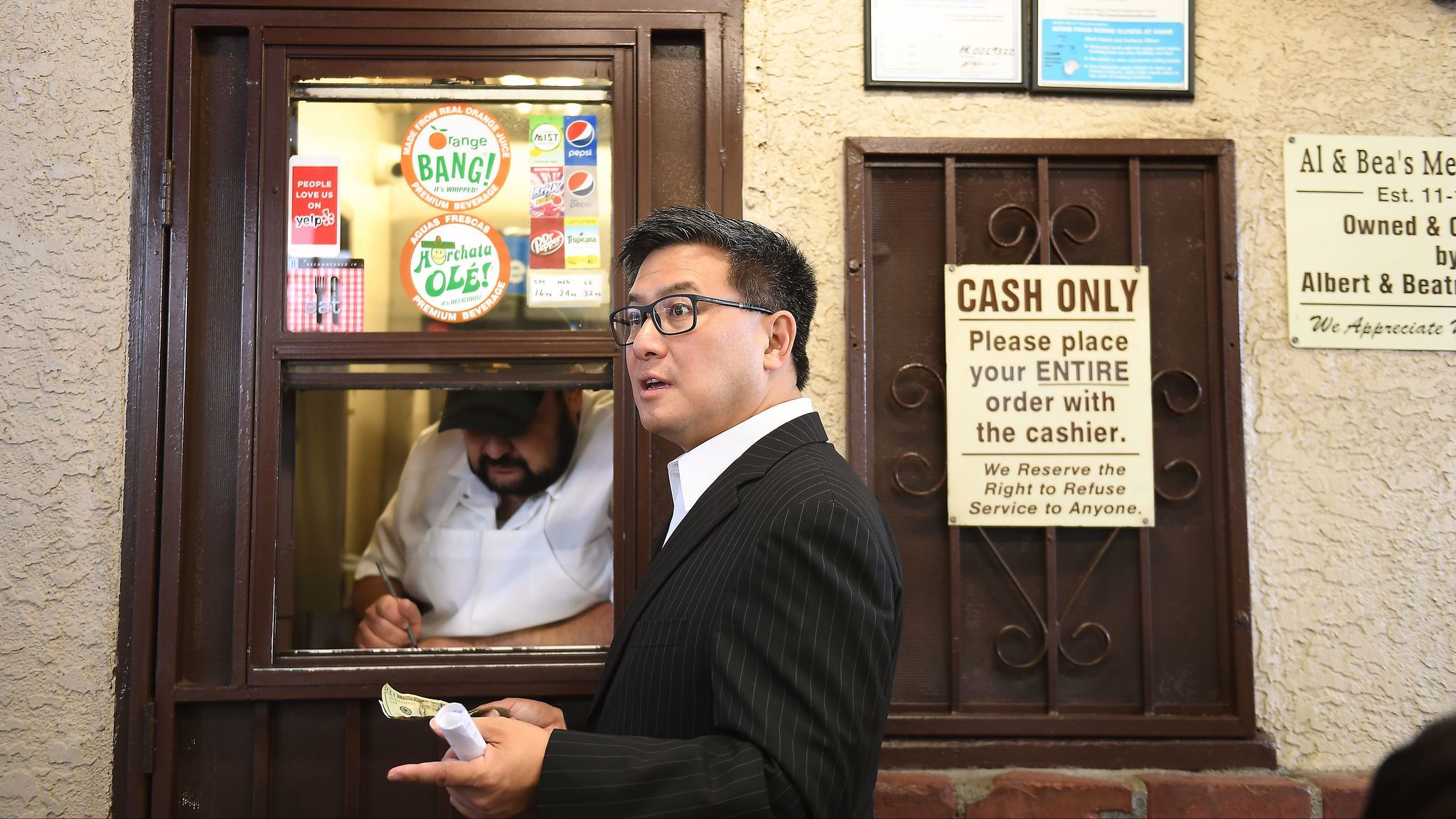 Gubernatorial candidate John Chiang orders lunch at Al & Bea's Mexican Food in Boyle Heights in June.
