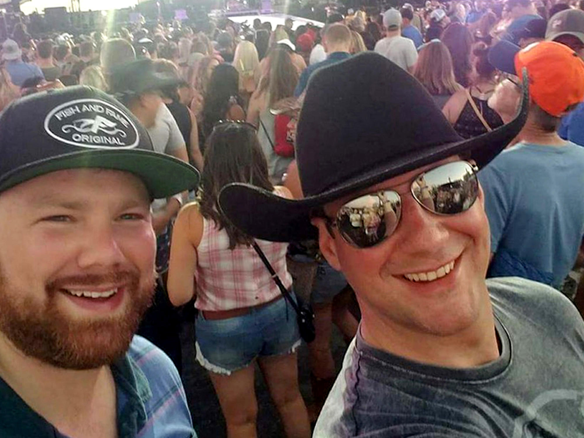 Brian MacKinnon (left) and Adrian Murfitt at the Route 91 Harvest music festival in Las Vegas.