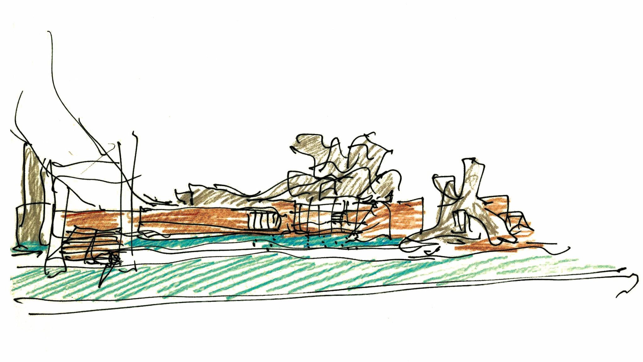 Frank Gehry's sketch of the Bilbao museum.