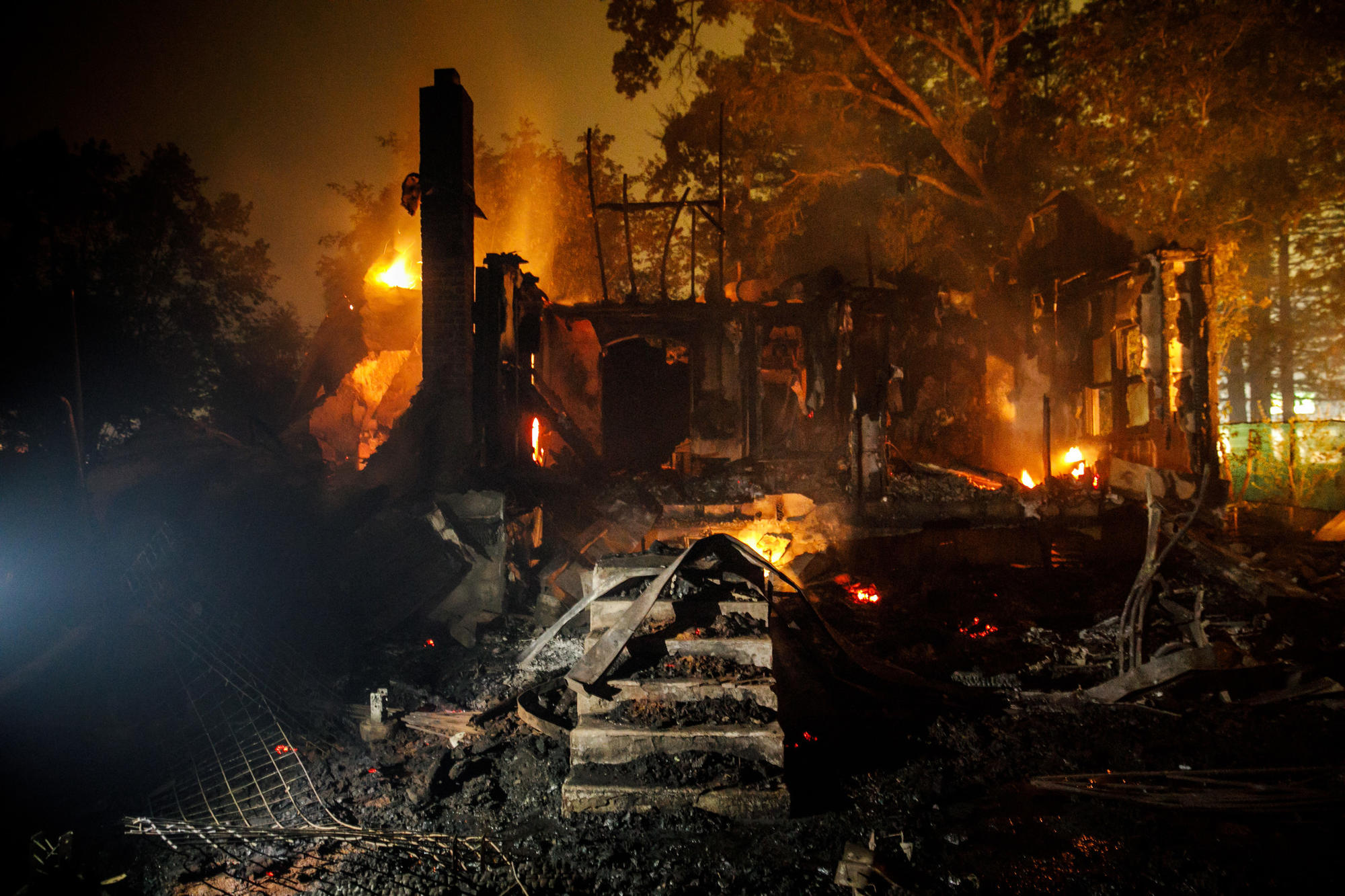 A home destroyed in the fast-moving wildfire that ripped through Glen Ellen in Sonoma County.