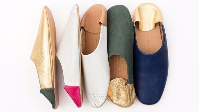 Jill Burrows leather slippers.