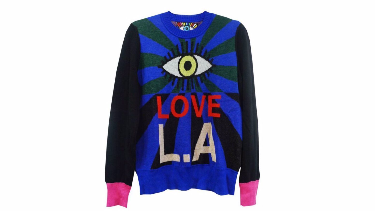 Libertine’s spirited Eye Love L.A. cashmere sweater.