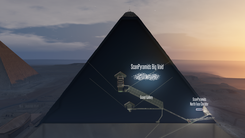 An artist's impression of the mysterious void discovered inside the pyramid.