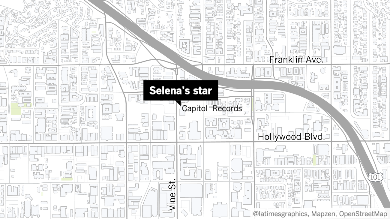 Selena's Hollywood Walk of Fame star is located outside the Capitol Records building.