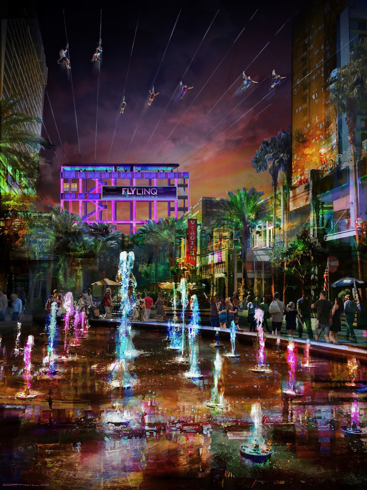 Fly Linq, the third zip-line in Las Vegas, is expected to open late in 2018. It's seen here in an artist's rendering.