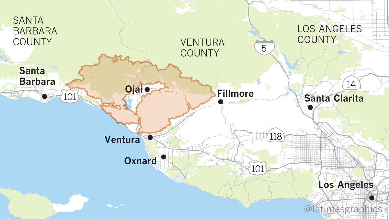 maps show thomas fire is larger than many u.s. cities - los