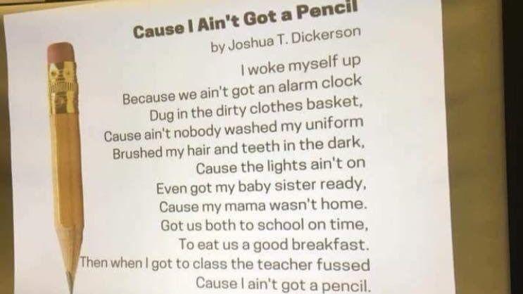 Viral poem, 'Cause I Ain't Got a Pencil,' was not written 