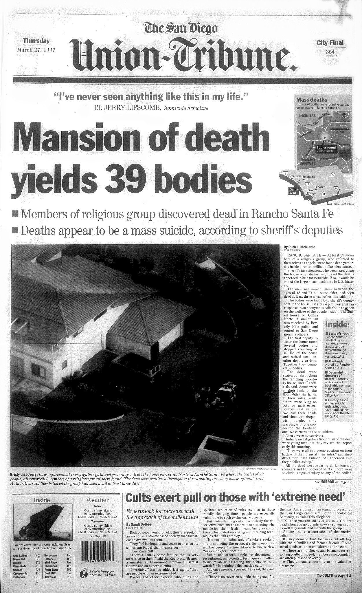 March 27, 1997: Cult suicide in Rancho Santa Fe - The San Diego  Union-Tribune