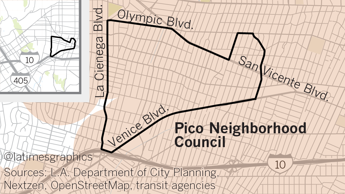 Because it is bordered by bus routes, one neighborhood council would see all but a tiny sliver of its territory covered under Senate Bill 827.