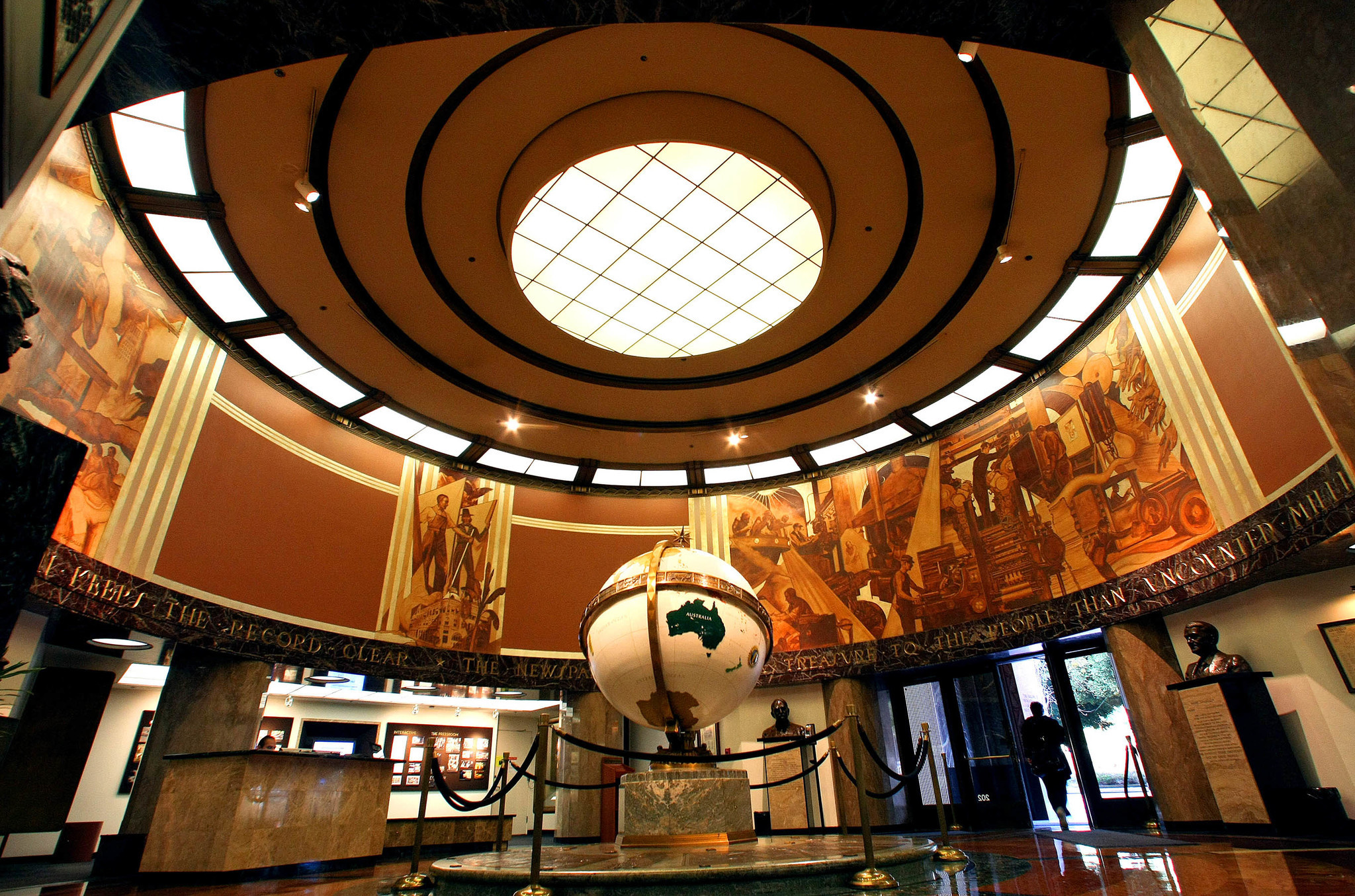 LOS ANGELES, CA-NOVEMBER 16, 2012: Overall, shows the globe lobby inside the Los Angeles Times in