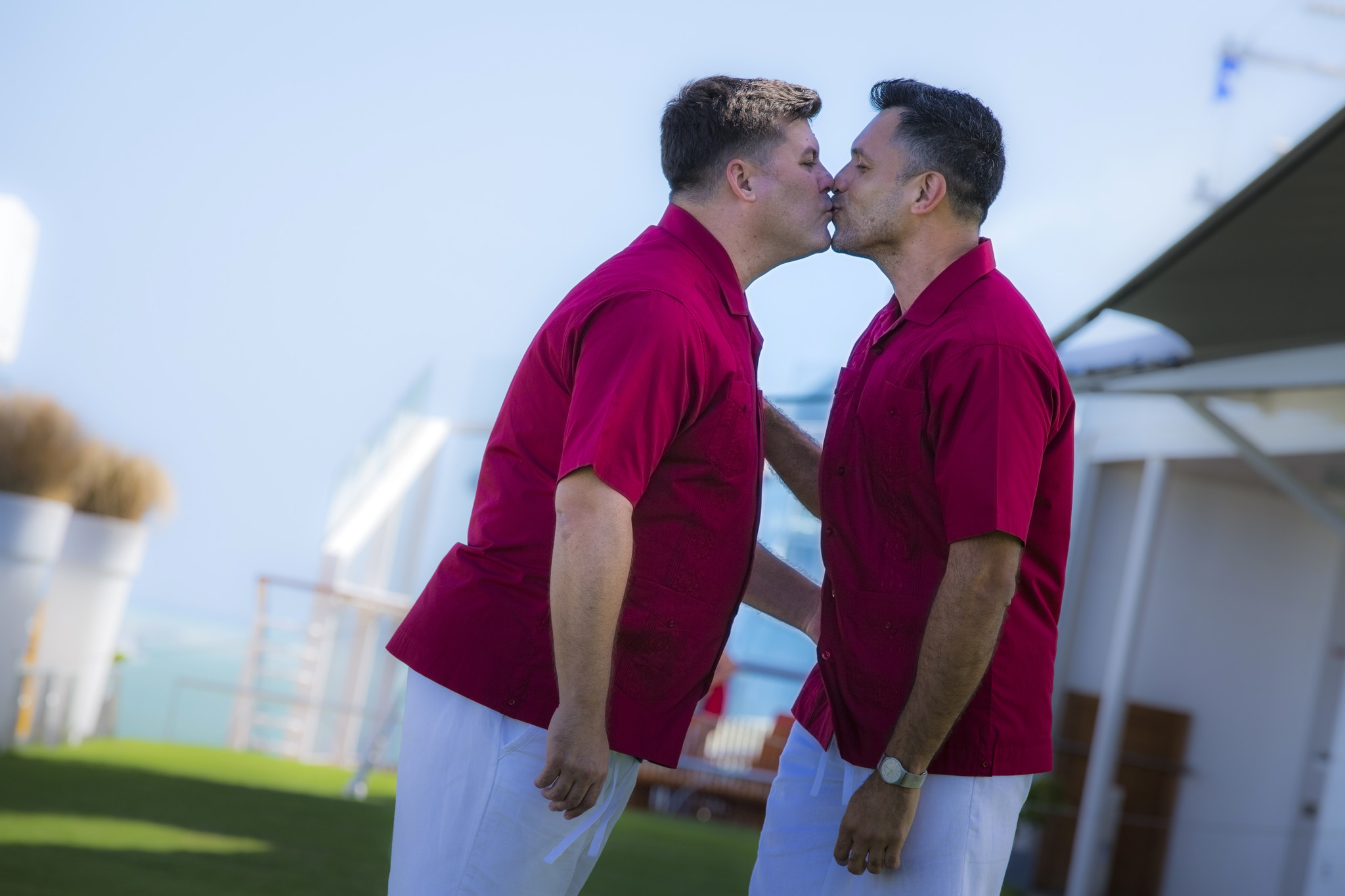 Ben Gray, left, and Francisco Vargas became the first same-sex couple to be legally married at sea J