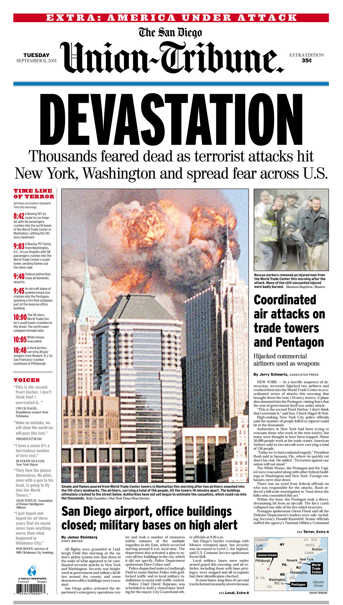 September 11, 2001 Terrorist attacks hit U.S. The San Diego Union