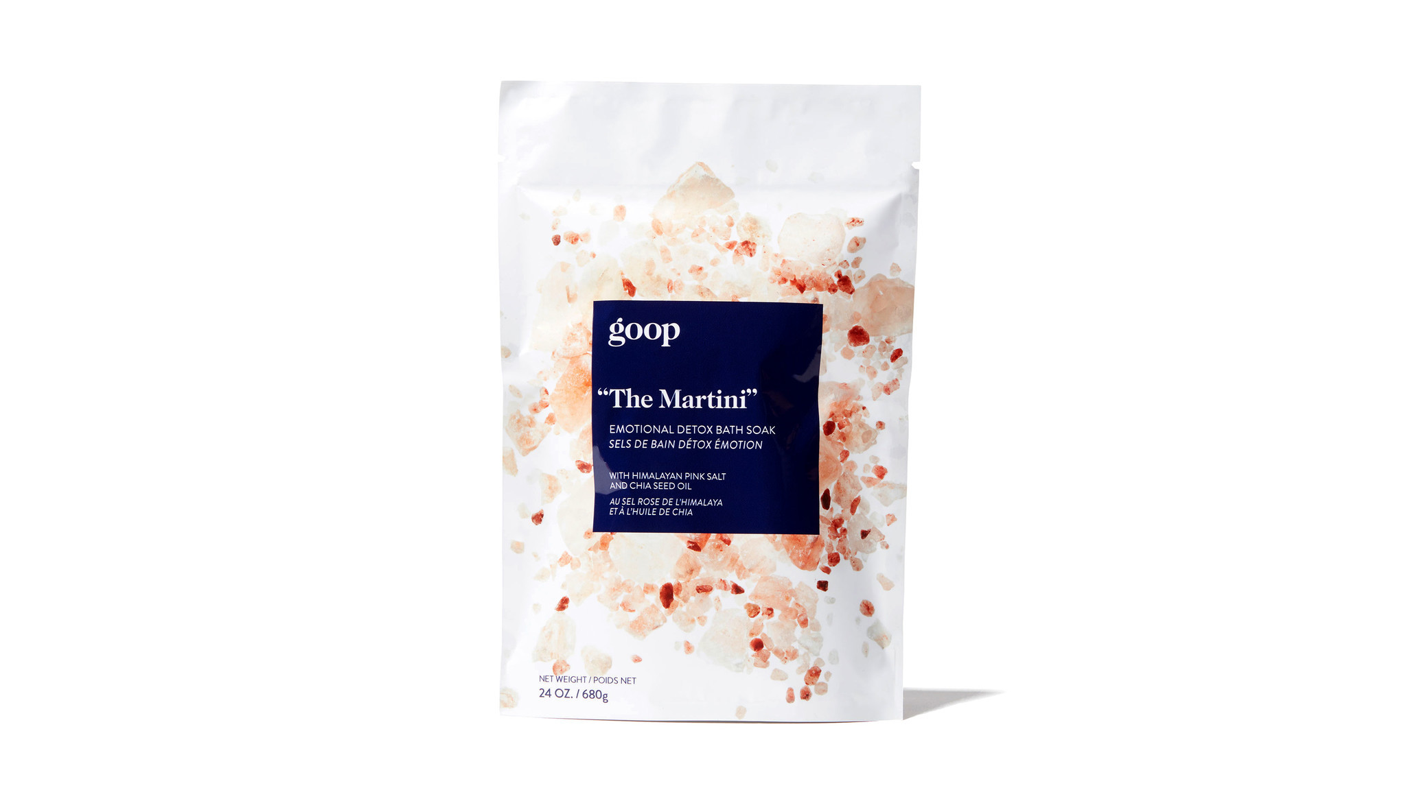 Goop The Martini detox bath soak with Himalayan pink salt and chia seed oil, $35 at Goop Lab in Bren