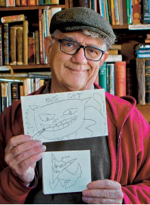 Ted Burke of D.G. Wills books displays a couple of his River sketches.