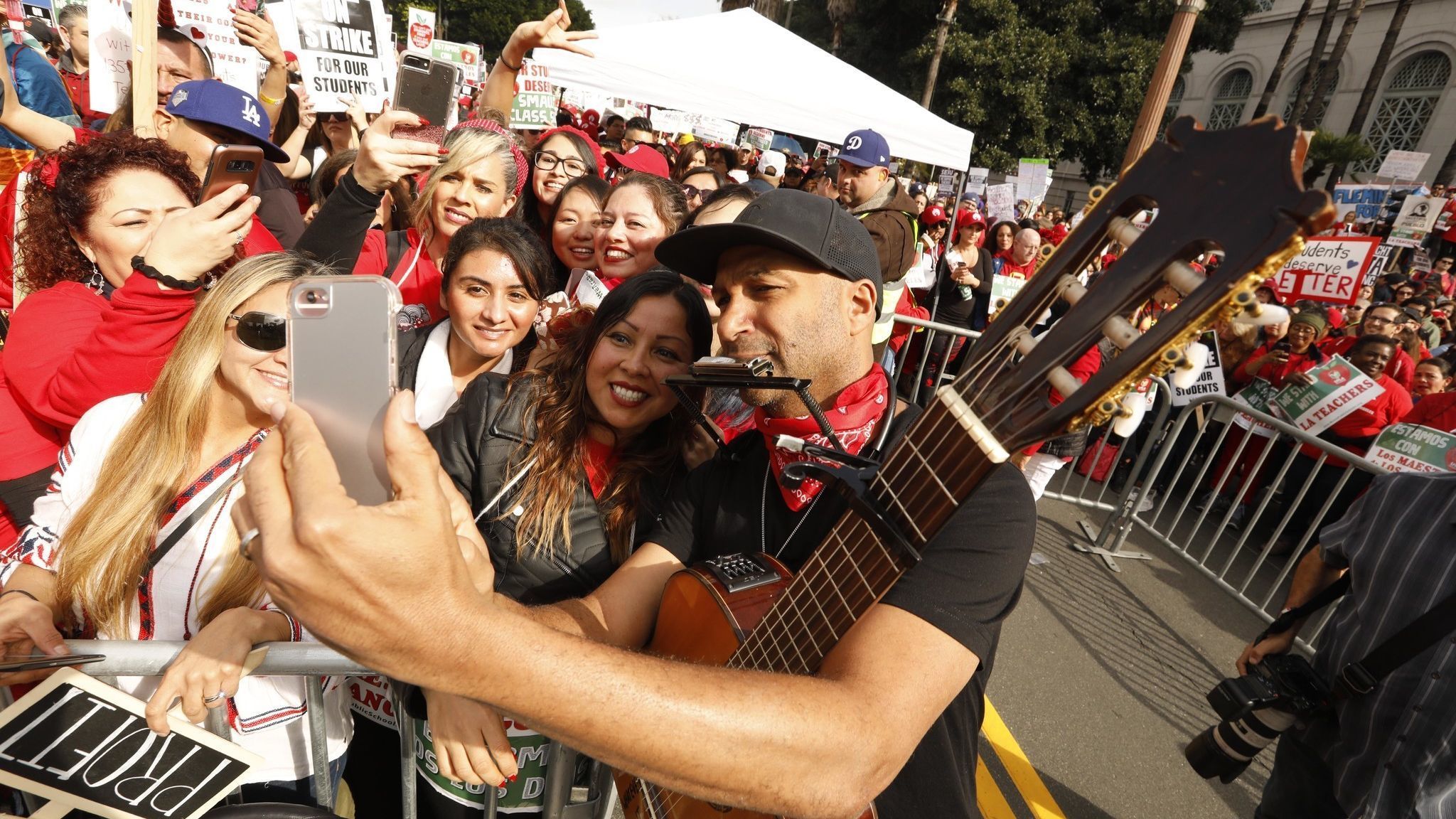 LOS ANGELES, CA - JANUARY 18, 2019 - - Tom Morello, with Rage Against the Machine, takes a picture w