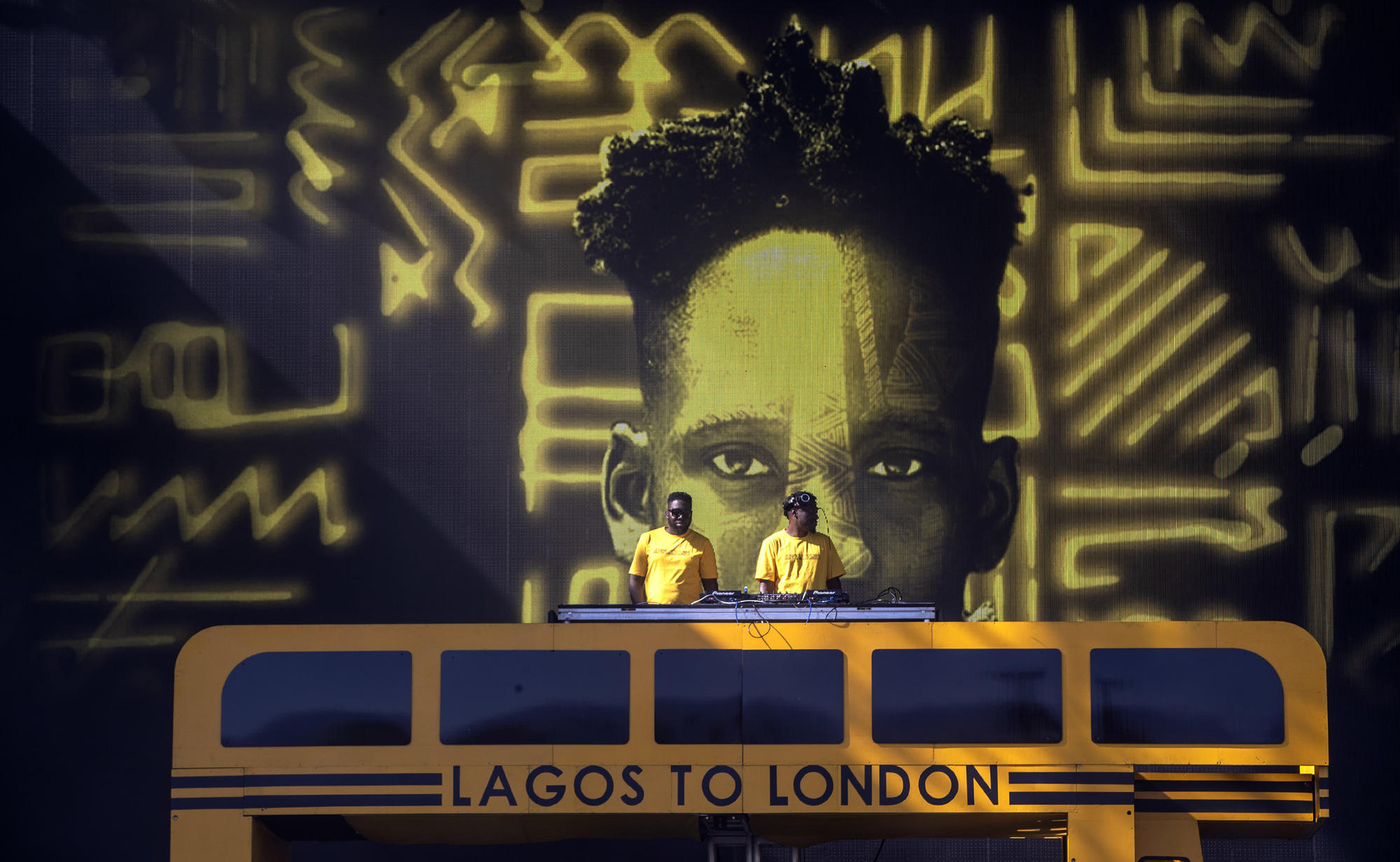 DJs with projection of Mr Eazi